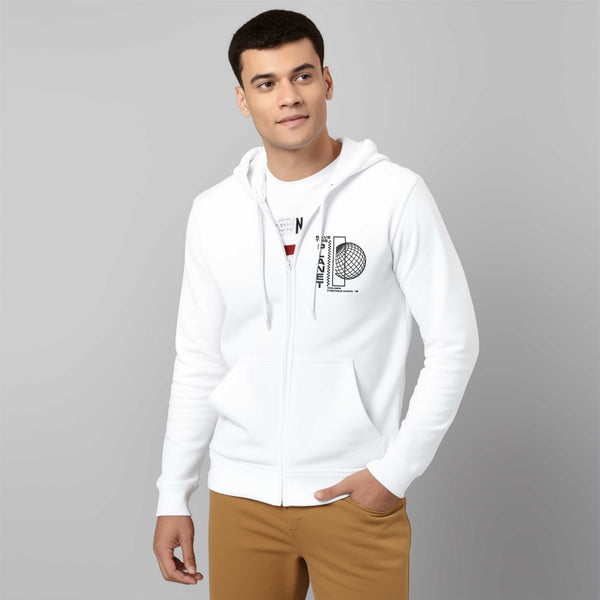 elo Polo Republica Men's Save This Planet Printed Zipper Hoodie White