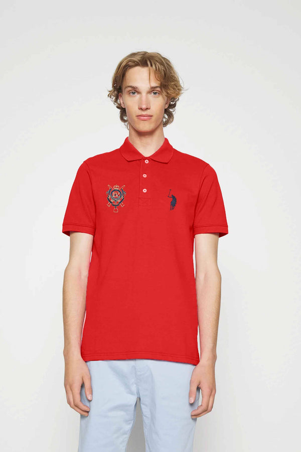 Elo Polo Republica Men's Signature Pony And LV Crest Embroidered Polo Shirt Red