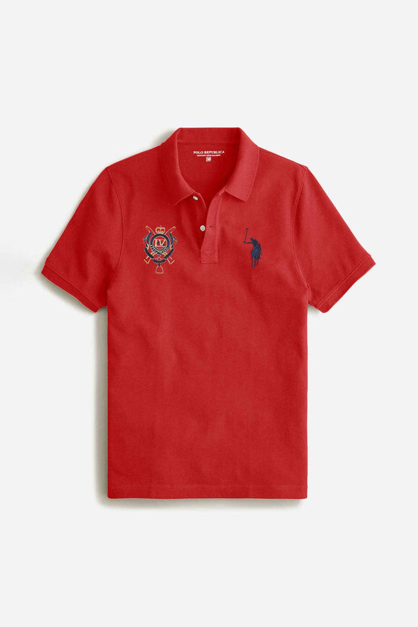 Elo Polo Republica Men's Signature Pony And LV Crest Embroidered Polo Shirt Red