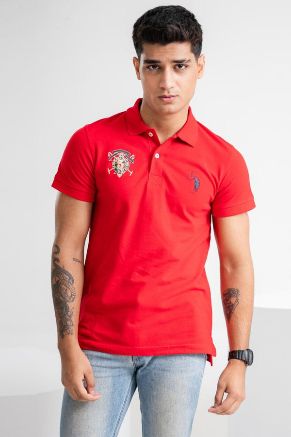 Elo Polo Republica Men's Signature Pony & Crest Embroidered Short Sleeve Polo Shirt Red