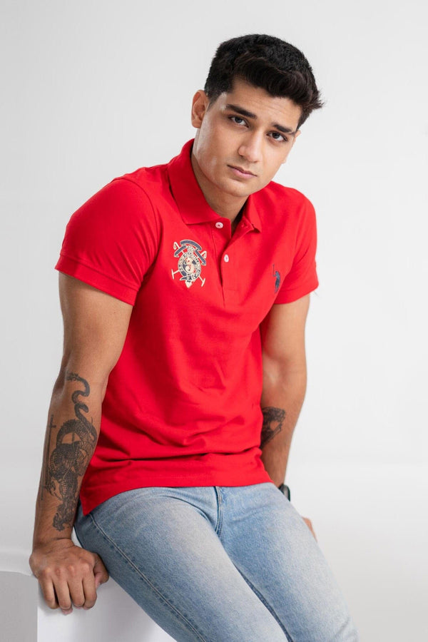 Elo Polo Republica Men's Signature Pony & Crest Embroidered Short Sleeve Polo Shirt Red