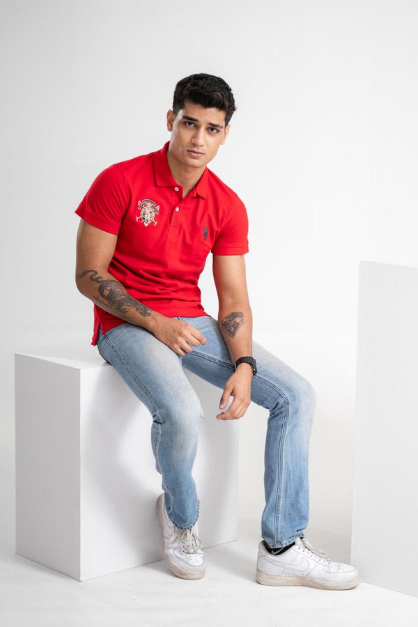 Elo Polo Republica Men's Signature Pony & Crest Embroidered Short Sleeve Polo Shirt Red