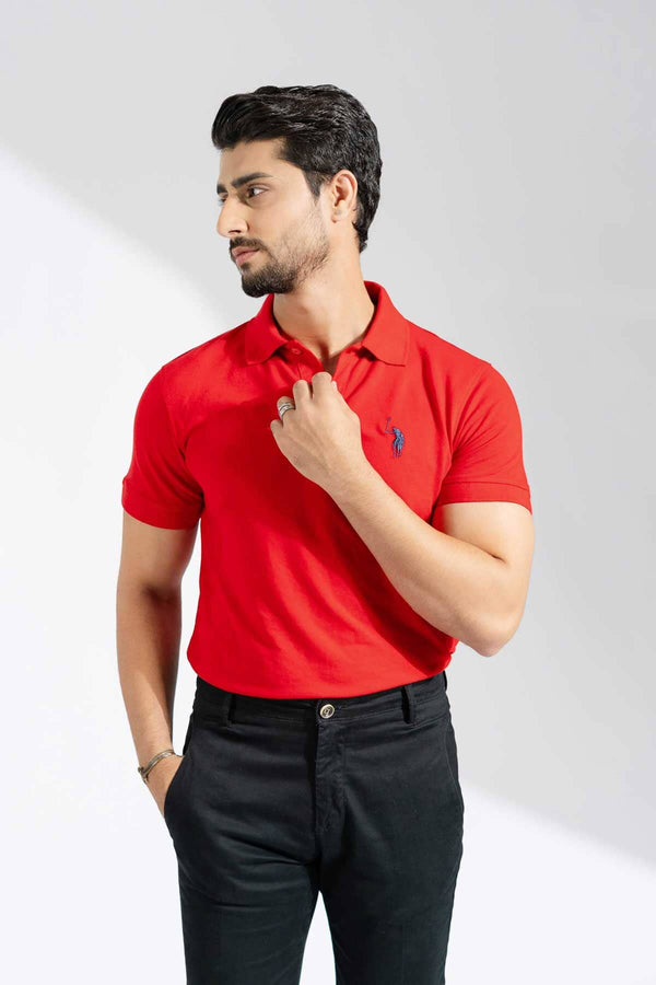 elo Polo Republica Men's Signature Pony Embroidered Short Sleeve Polo Shirt Red