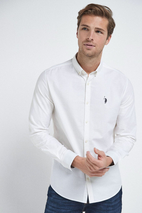 elo Polo Republica Men's Signature Pony Embroidered Solid Casual Shirt White