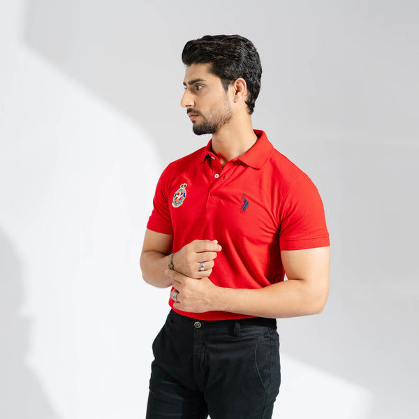 elo Polo Republica Men's Signature Pony & Squadron Embroidered Short Sleeve Polo Shirt Red
