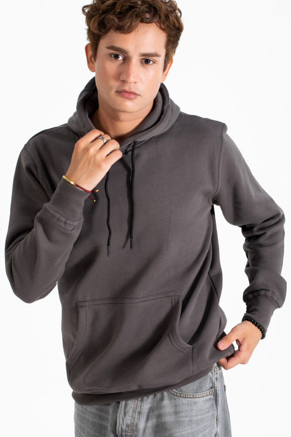 elo Polo Republica Men's Solid Fleece Pullover Hoodie Graphite