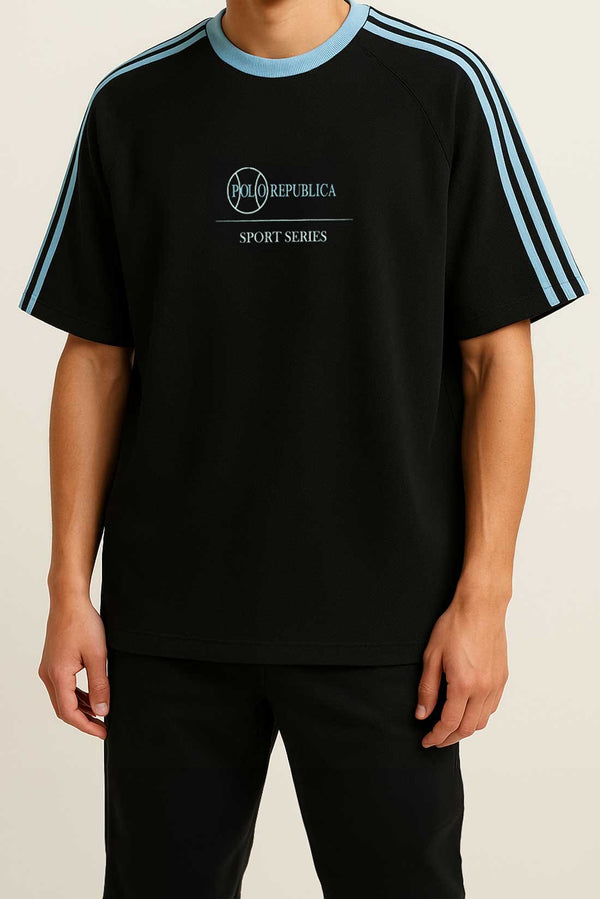 Elo Polo Republica Men's Sport Series Drop Shoulder Oversized Tee Shirt Black