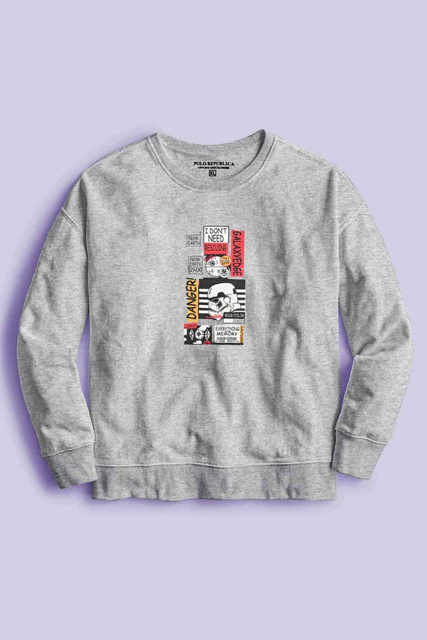 Elo Polo Republica Men's Star Wars Printed Long Sleeve Sweat Shirt Light Grey
