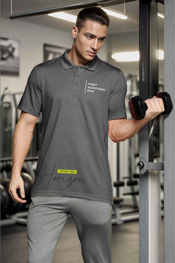 Elo Polo Republica Men's Start Something New Printed Activewear Polo Shirt Graphite