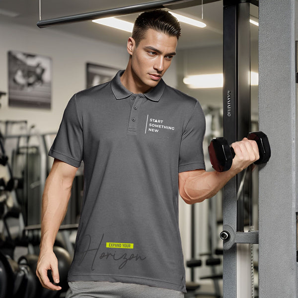 elo Polo Republica Men's Start Something New Printed Activewear Polo Shirt Graphite