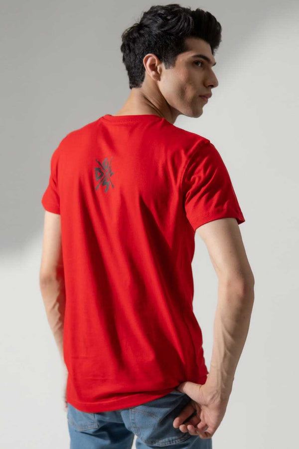 Elo Polo Republica Men's Stay Humble Printed Crew Neck Tee Shirt Red