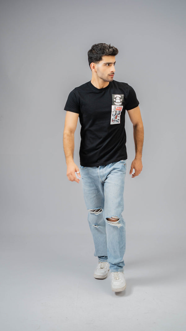 Elo Polo Republica Men's Storm Trooper Printed Crew Neck Tee Shirt Black