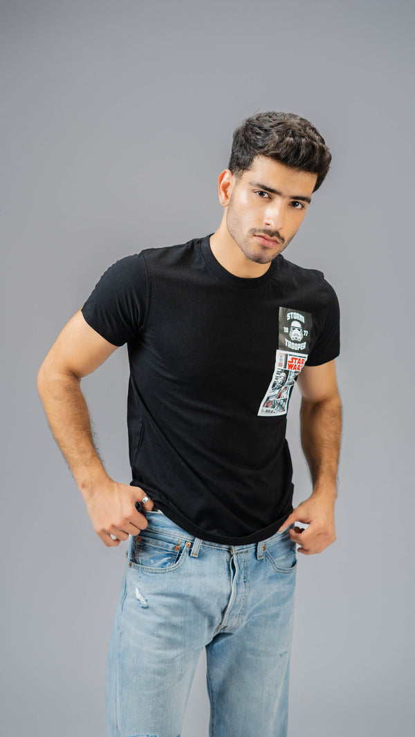 Elo Polo Republica Men's Storm Trooper Printed Crew Neck Tee Shirt Black
