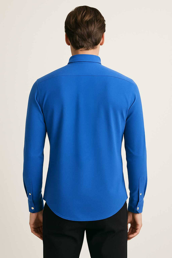 Elo Polo Republica Men's Stretchable Signature Pony Casual Shirt Blue