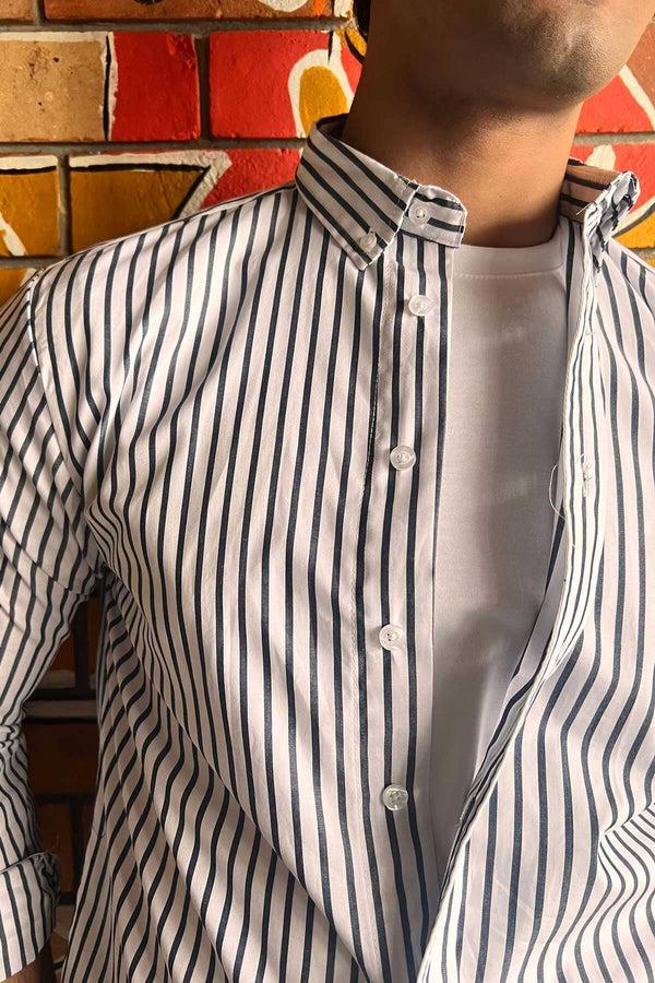 Elo Polo Republica Men's Striped Casual Shirt White & Navy