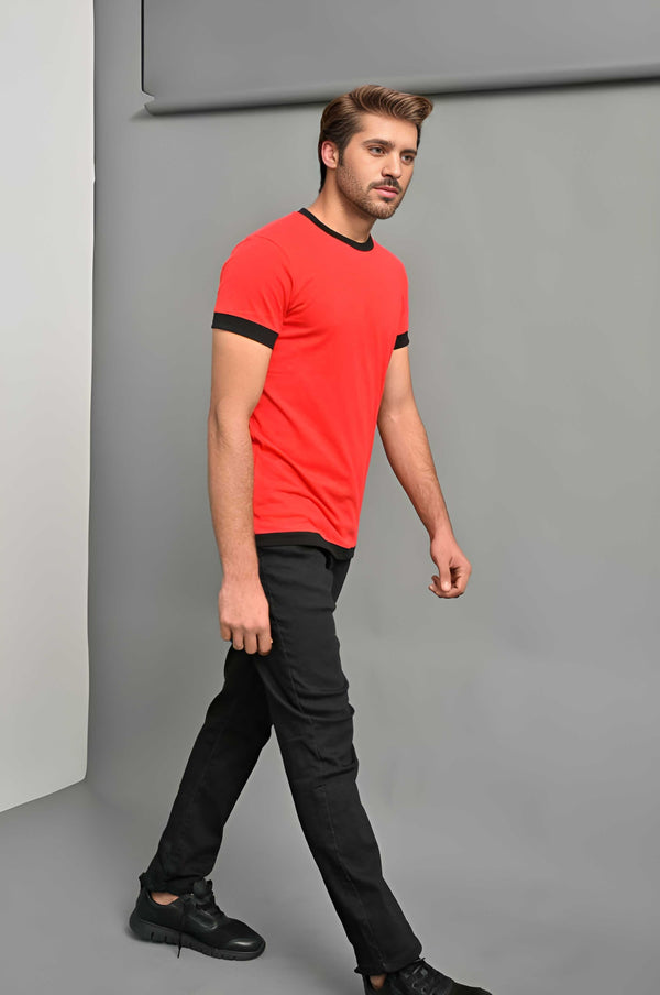 Elo Polo Republica Men's Sun Set Printed Crew Neck Tee Shirt Red