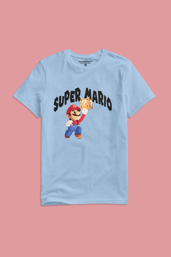 Elo Polo Republica Men's Superhero Printed Crew Neck Tee Shirt Light Sky
