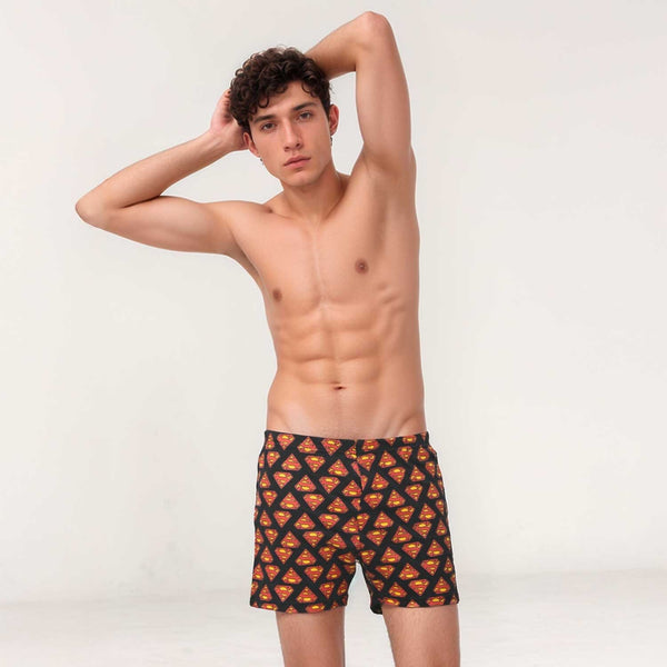 elo Polo Republica Men's Superman Logo Printed Boxer Shorts Black