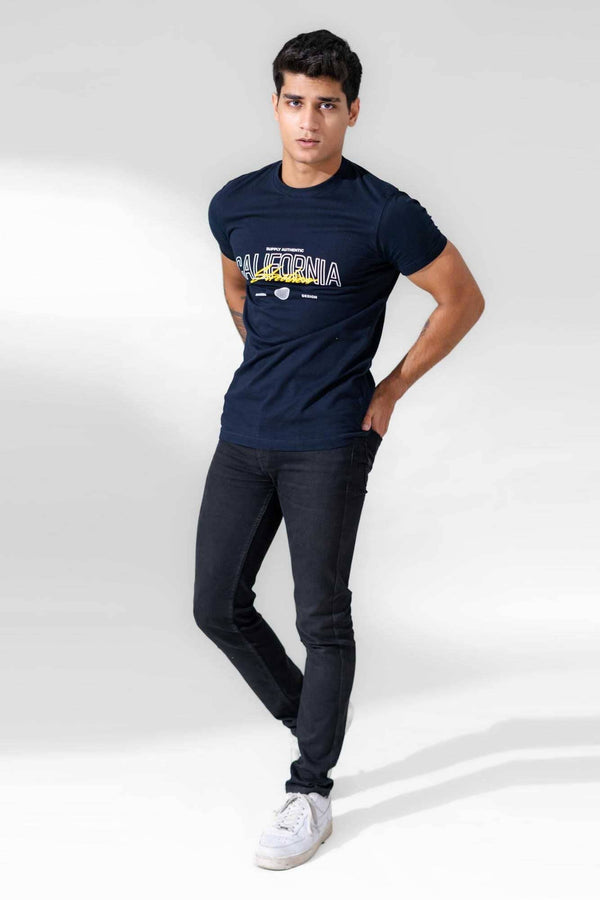 Elo Polo Republica Men's Supply Authentic California Printed Crew Neck Tee Shirt Navy
