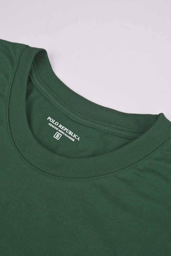 Elo Polo Republica Men's Tagged Printed Crew Neck Tee Shirt Bottle Green
