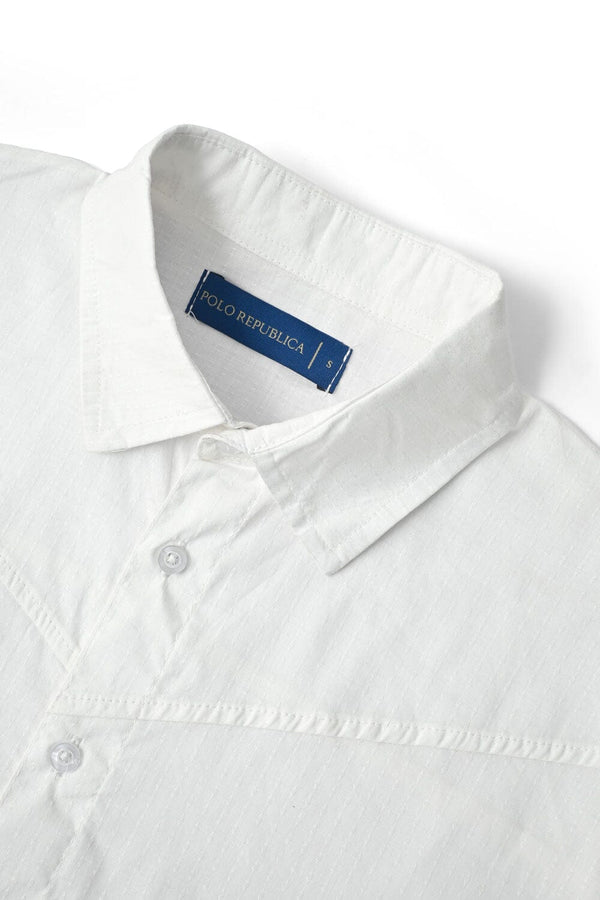 Elo Polo Republica Men's Textured Casual Shirt White