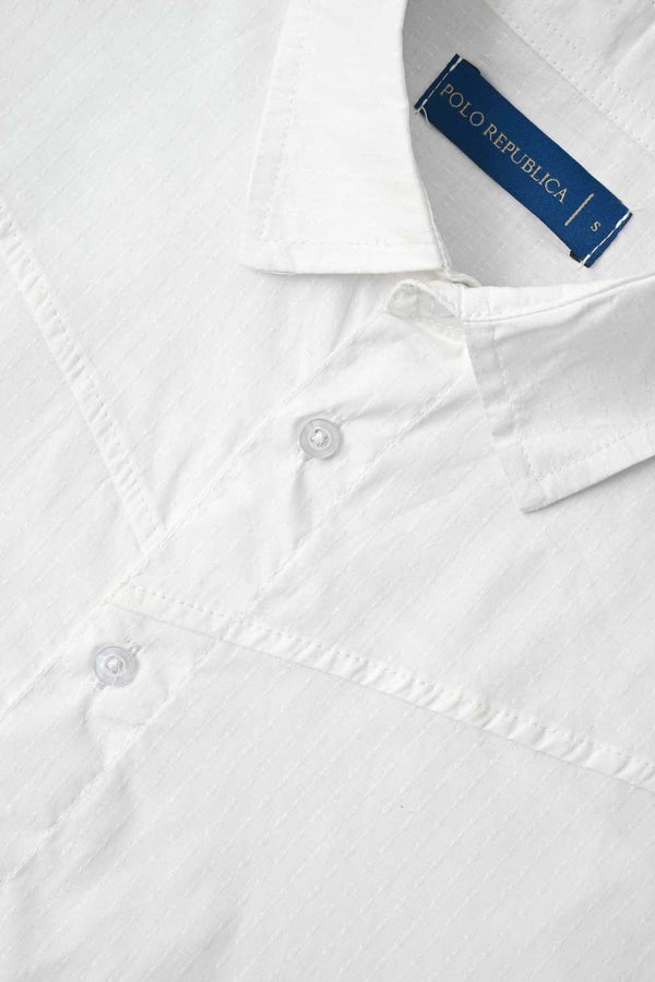 Elo Polo Republica Men's Textured Casual Shirt White