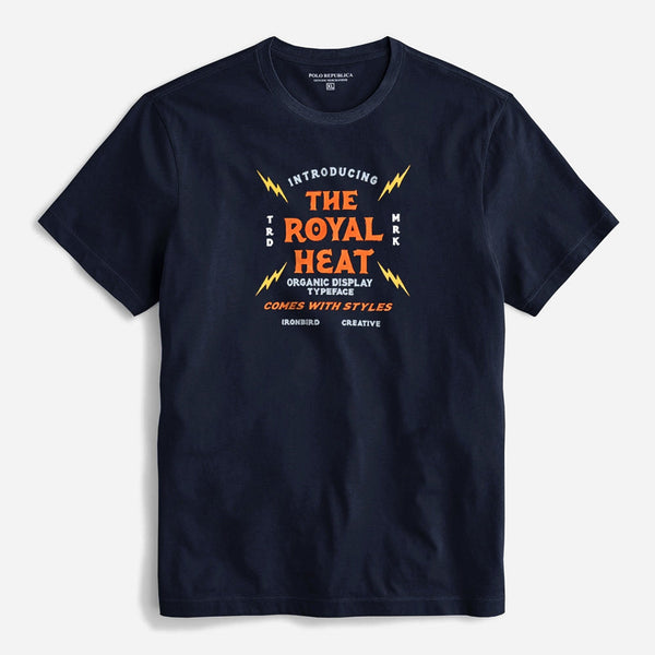 Elo Polo Republica Men's The Royal Heat Printed Crew Neck Tee Shirt Navy