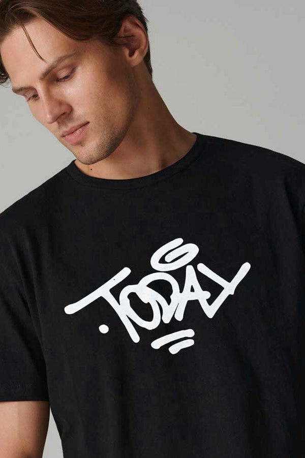 Elo Polo Republica Men's Today Printed Crew Neck Tee Shirt Black