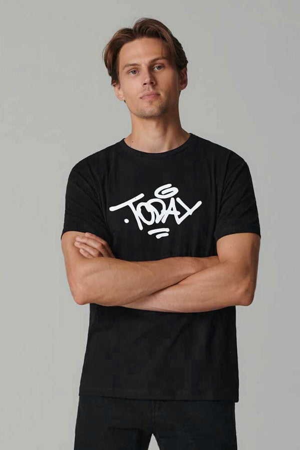 elo Polo Republica Men's Today Printed Crew Neck Tee Shirt Black