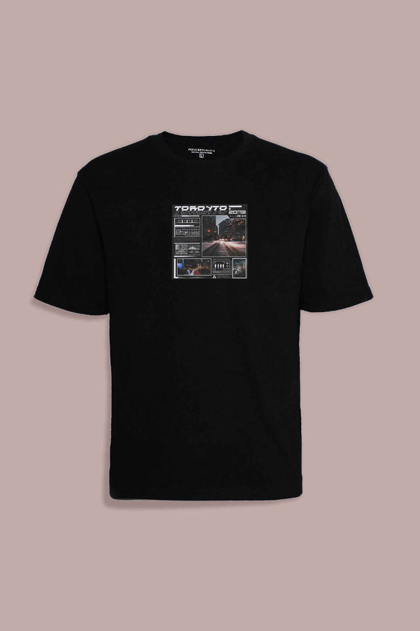 Elo Polo Republica Men's Toronto Printed Crew Neck Tee Shirt Black