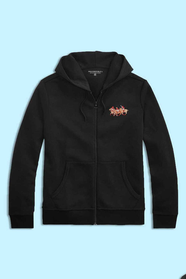 Elo Polo Republica Men's Triple Pony Embroidered Terry Zipper Hoodie Off White