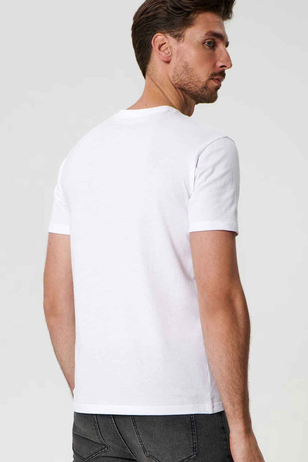 Elo Polo Republica Men's Trust Self Printed Crew Neck Tee Shirt White