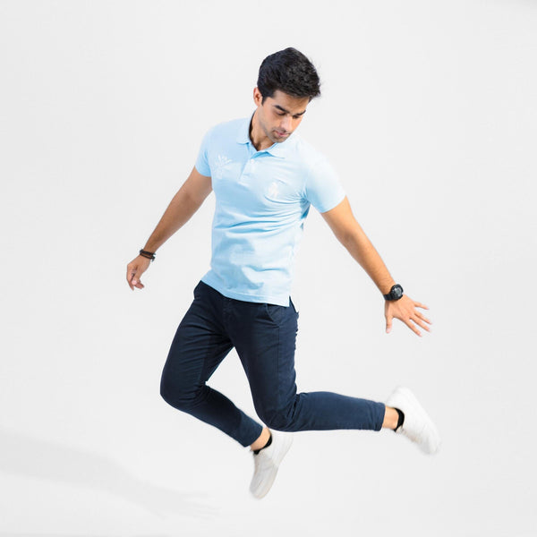Elo Polo Republica Men's Two Polo Rider & PR Mallets Embroidered Short Sleeve Polo Shirt Sky