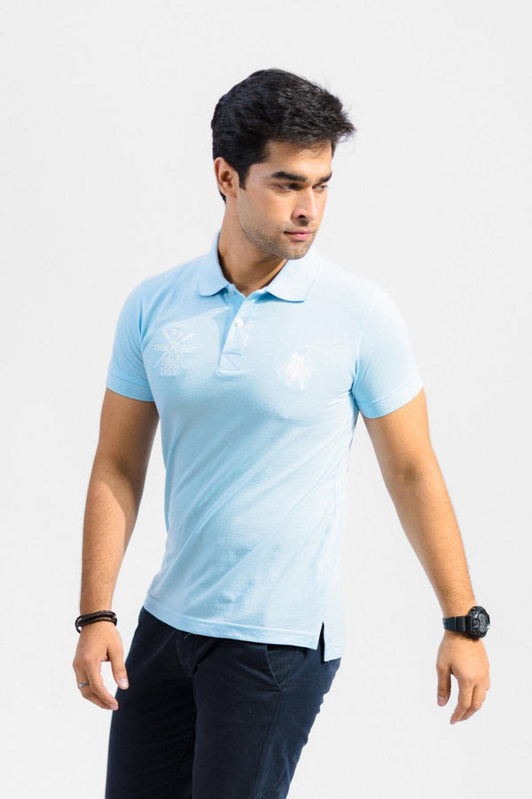 elo Polo Republica Men's Two Polo Rider & PR Mallets Embroidered Short Sleeve Polo Shirt Sky