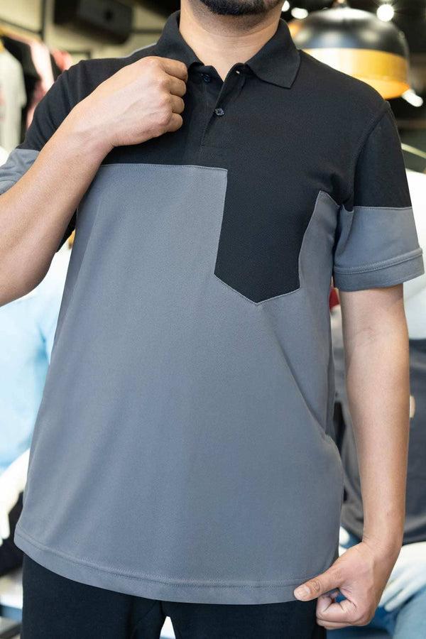 elo Polo Republica Men's Two-Tone Polo Shirt Graphite & Black