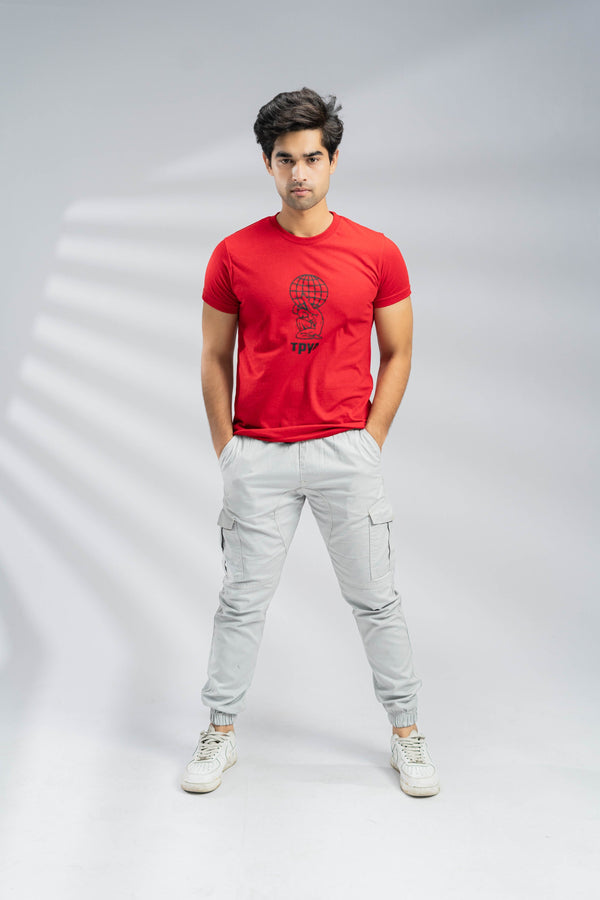 Elo Polo Republica Men's TYPA Printed Crew Neck Tee Shirt Red