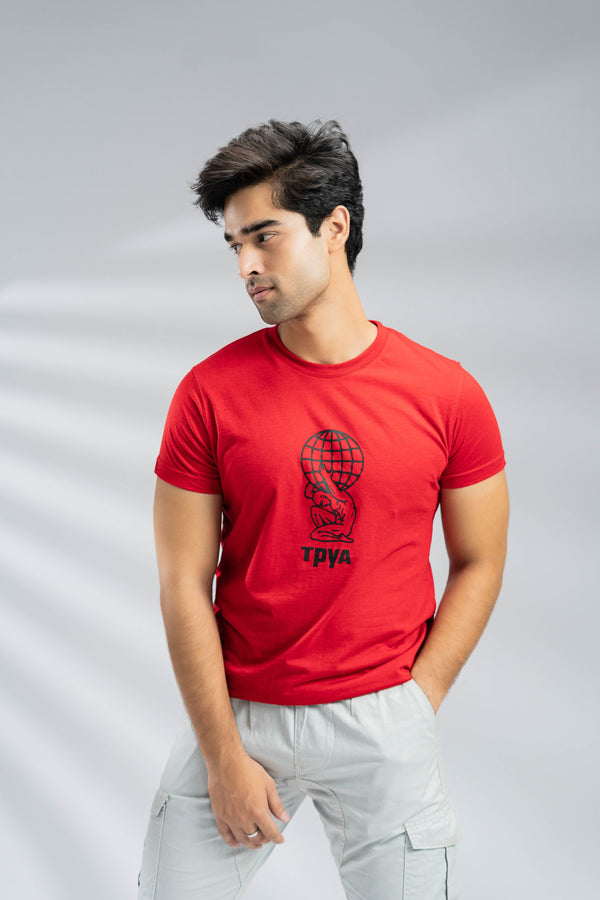Elo Polo Republica Men's TYPA Printed Crew Neck Tee Shirt Red