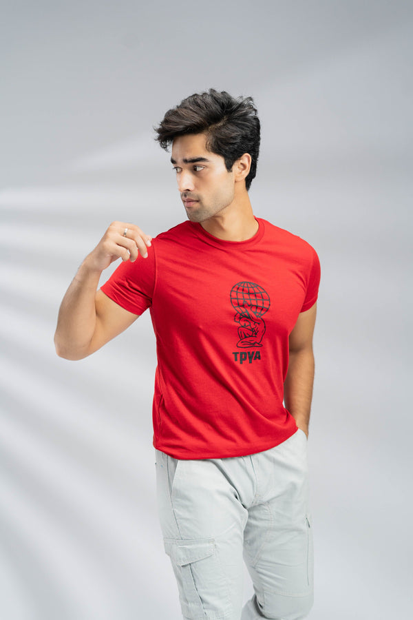 elo Polo Republica Men's TYPA Printed Crew Neck Tee Shirt Red