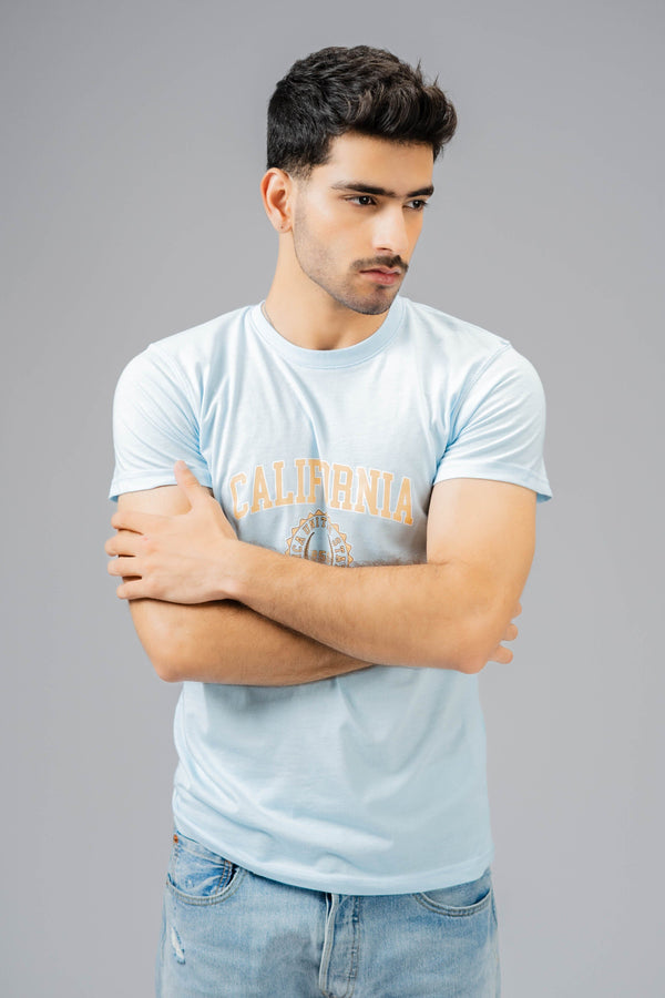 Elo Polo Republica Men's United 1850 Printed Crew Neck Tee Shirt Light Sky