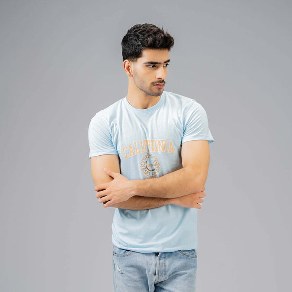 elo Polo Republica Men's United 1850 Printed Crew Neck Tee Shirt Light Sky