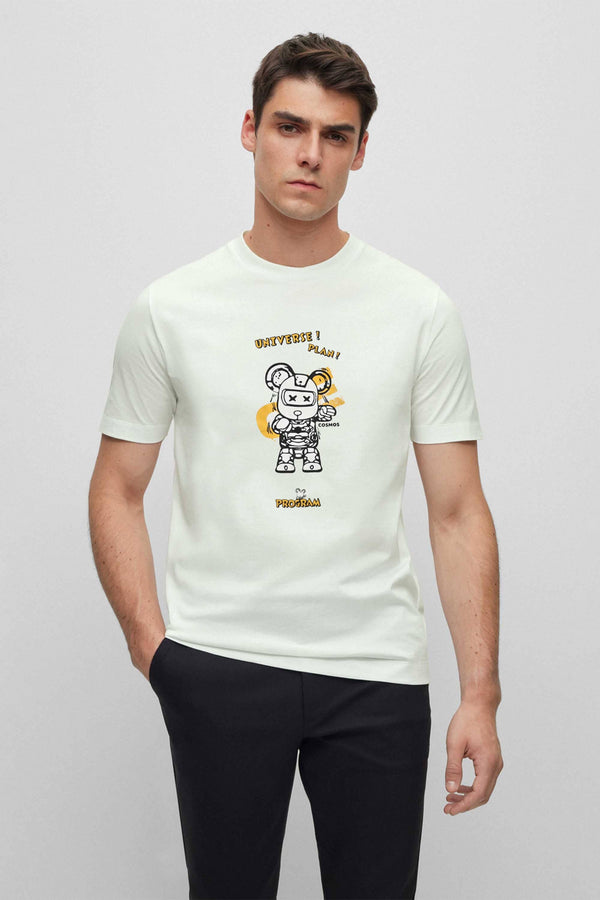 elo Polo Republica Men's Universe Crew Neck Tee Shirt Off White