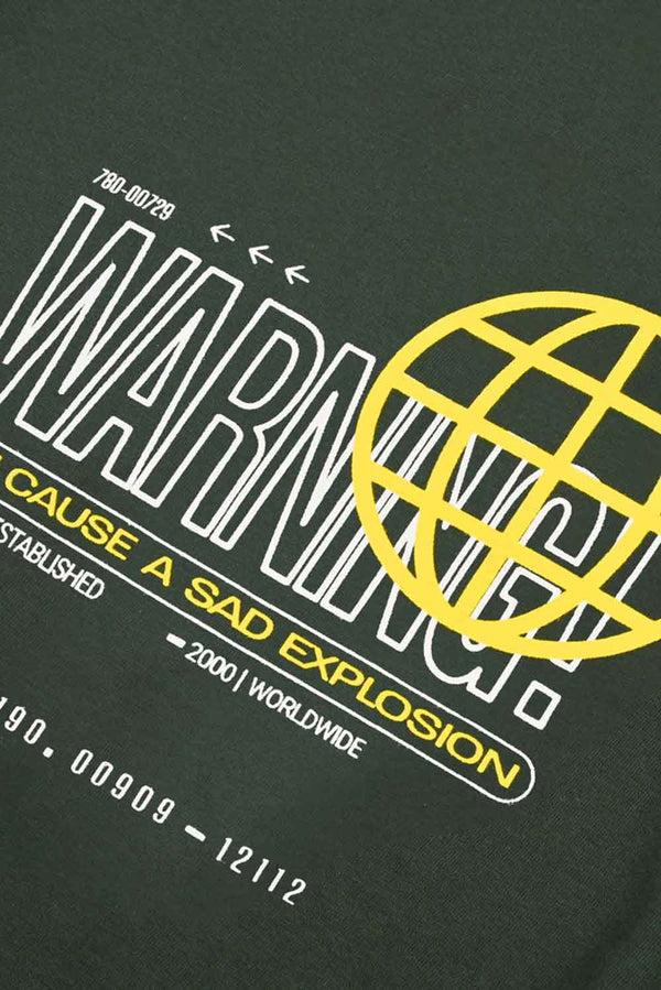 Elo Polo Republica Men's Warning Cause Printed Crew Neck Tee Shirt Dark Olive