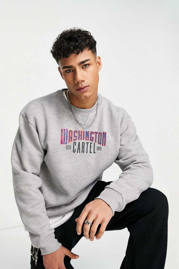 elo Polo Republica Men's Washington Printed Fleece Sweat Shirt Heather Grey