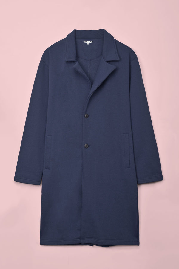 elo Polo Republica Men's Winter Fleece Long Coat Navy
