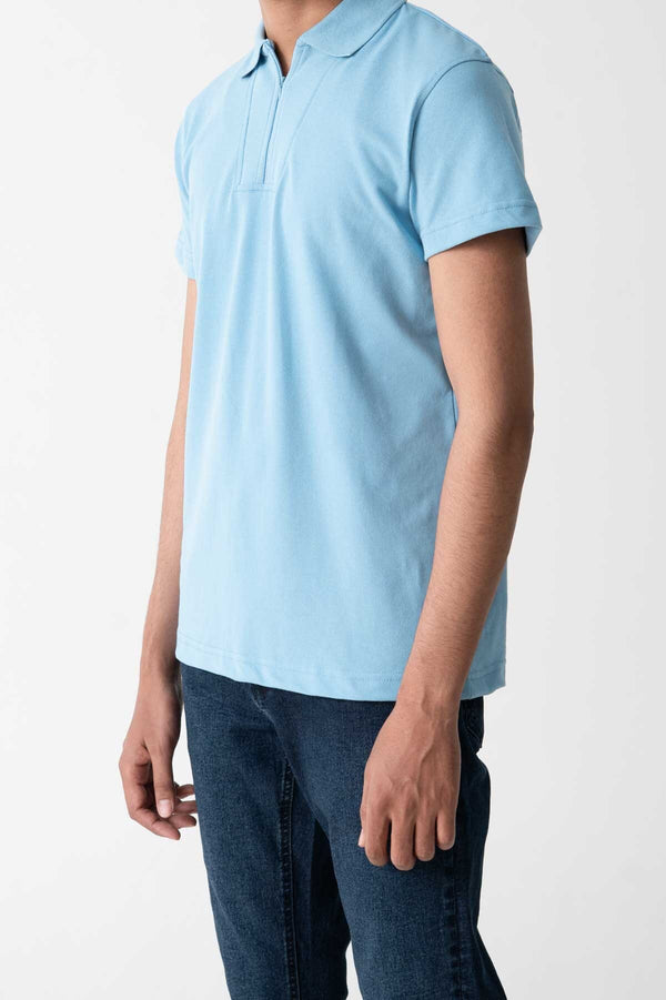 Elo Polo Republica Men's Zipper Placket Polo Shirt Sky