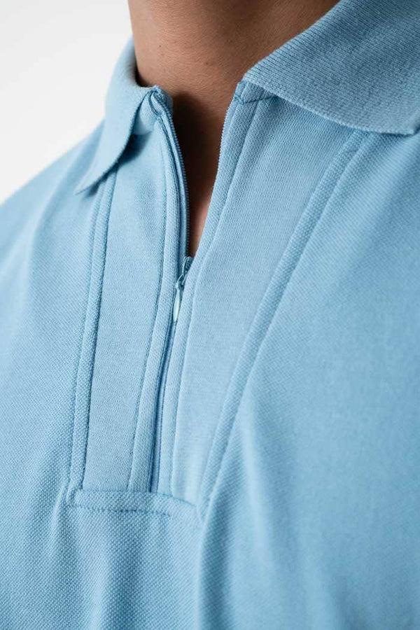 Elo Polo Republica Men's Zipper Placket Polo Shirt Sky