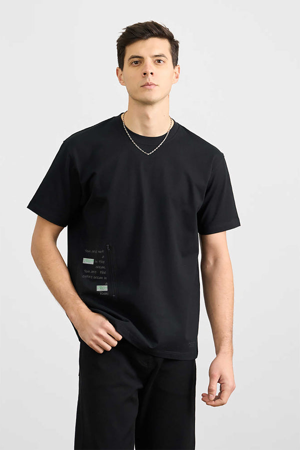 Elo Polo Republica Men's Zipper Pocket Crew Neck Tee Shirt White