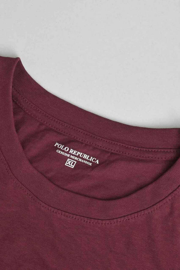 Elo Polo Republica Original Brooklyn Printed Crew Neck Tee Shirt Maroon