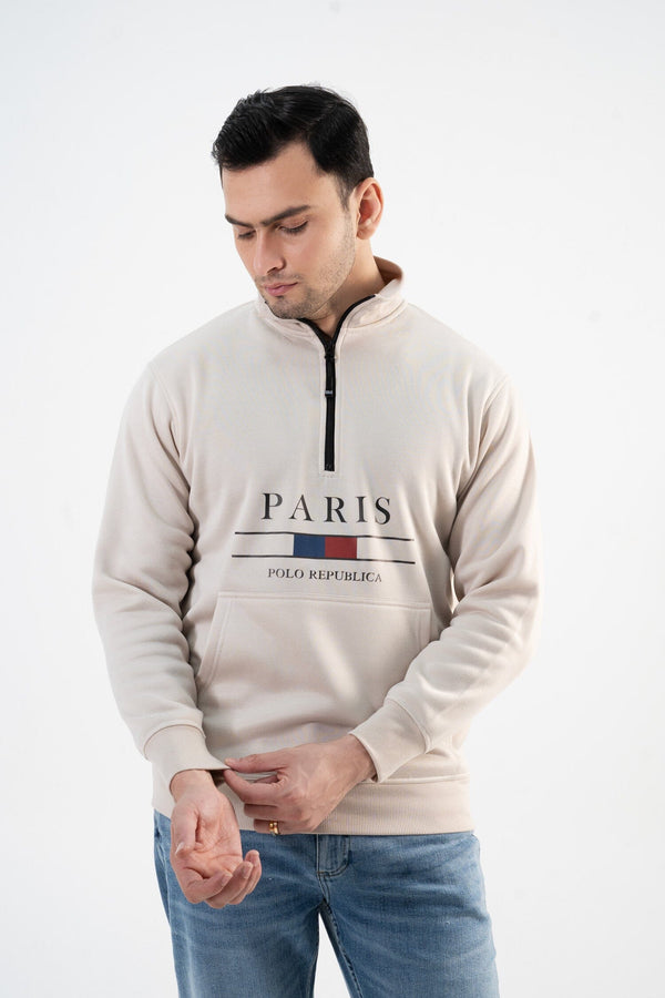 Elo Polo Republica Paris Quarter-Zip Kangaroo Pocket Sweatshirt Black