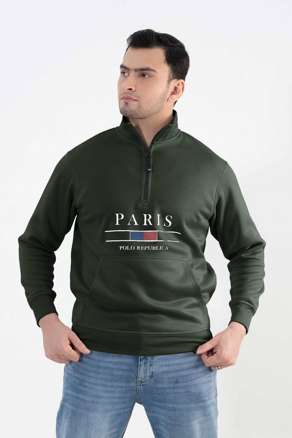 Elo Polo Republica Paris Quarter-Zip Kangaroo Pocket Sweatshirt Black